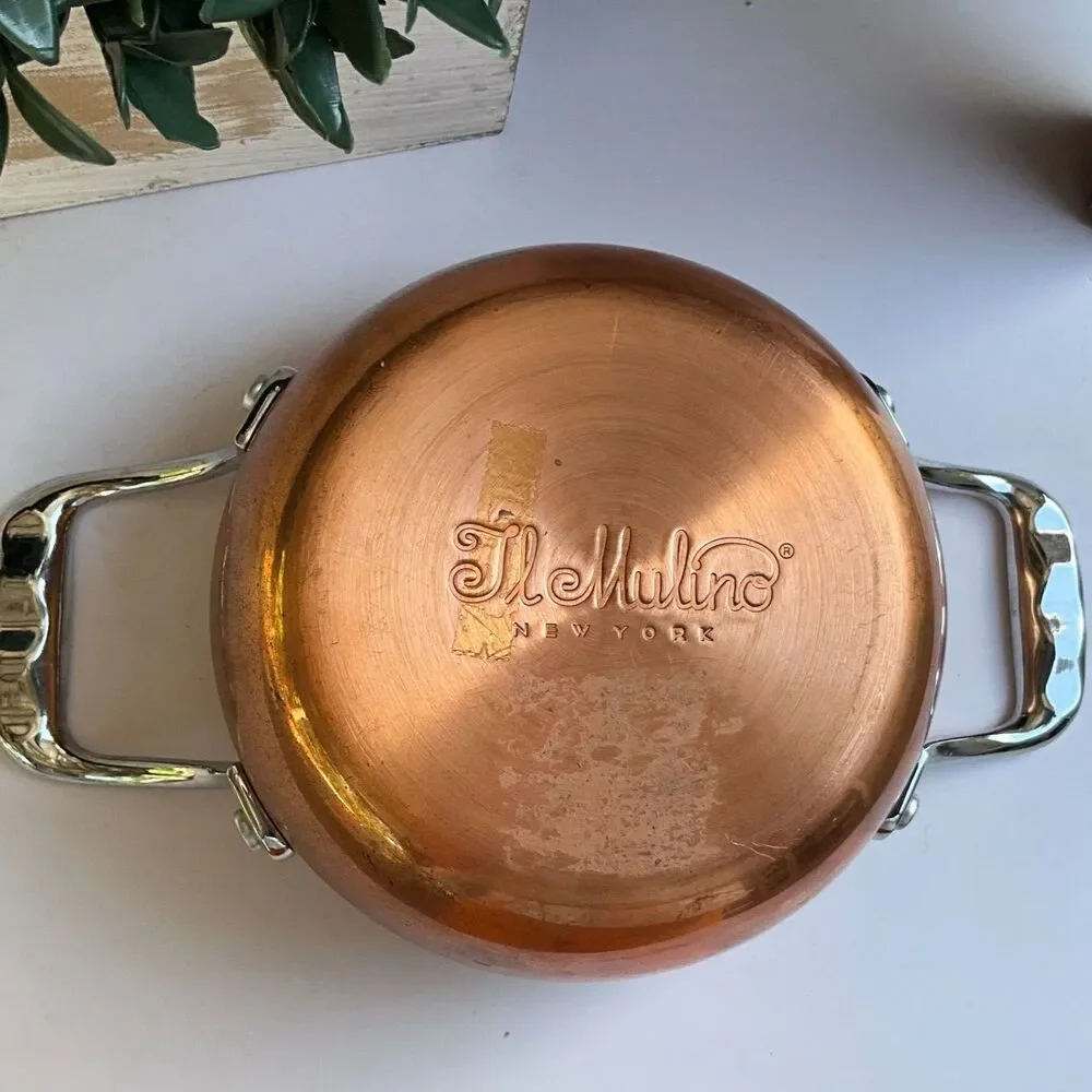 TL Mulino New York Copper Sauce Pan Pot with handles EUC